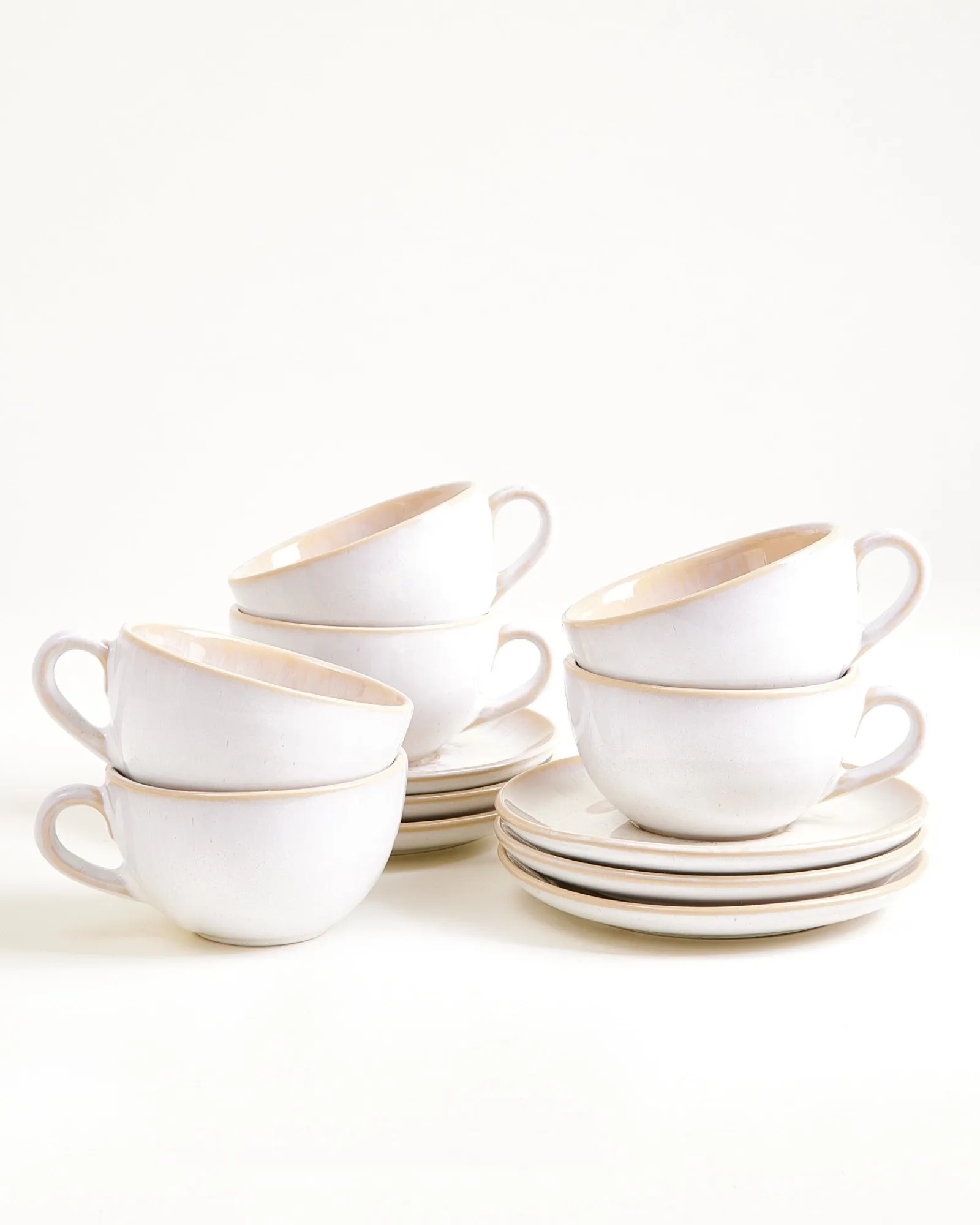 New Areia 6-Piece Set Cappuccino Cup & Small Saucer classic Tassen-Sets|Tassen Mit Untertassen