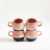 Bica - Set of 4 Espressocups pink navy cream Tassen-Sets