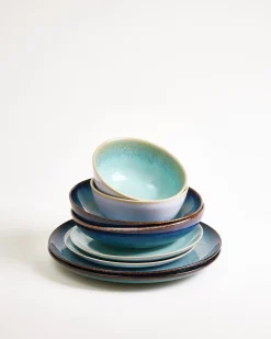 Geschirr-Set Ocean Vibes grünblau mint 8-teilig Geschirrset Für 2 Personen|Mix & Match Sets %