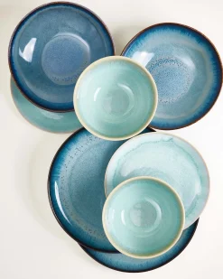 Geschirr-Set Ocean Vibes grünblau mint 8-teilig Geschirrset Für 2 Personen|Mix & Match Sets %