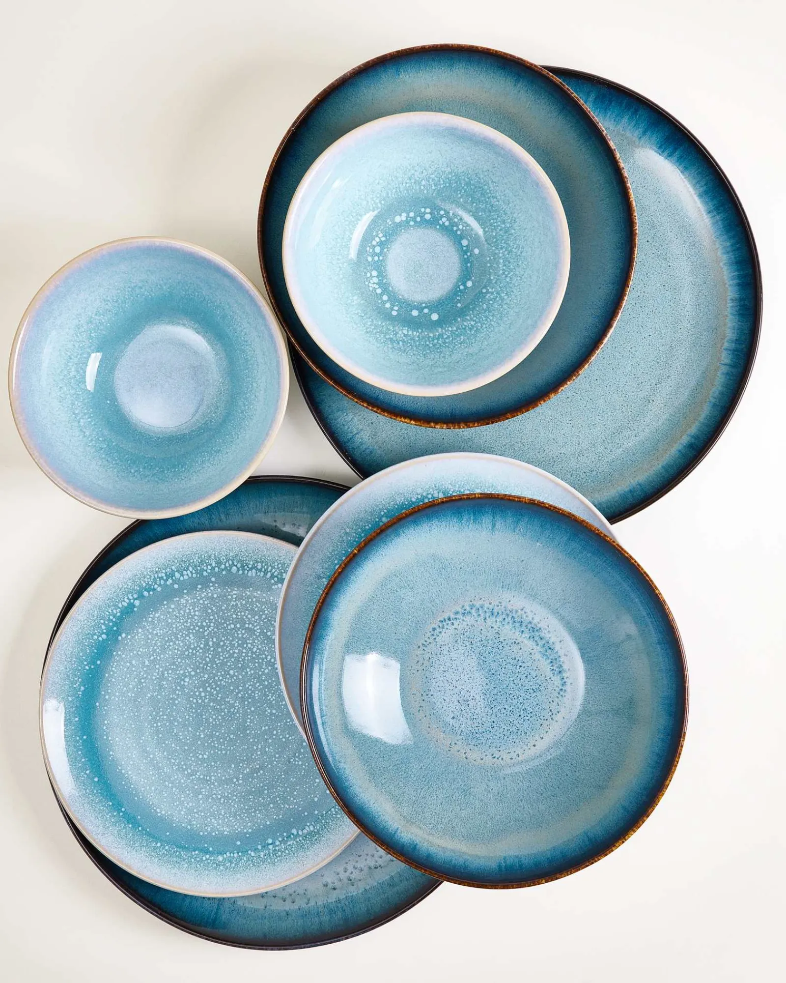 Hot Geschirr-Set Soft Tide aqua grünblau 16-teilig Geschirrset Für 4 Personen|Mix & Match Sets %