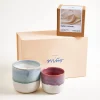 Outlet Gift set Coimbra small cup & scented candle purple gray-blue 3 pieces Duftkerzen
