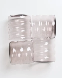 Clearance Joia - Set of 4 glass small bubble amethyst Kleine Gläser