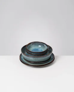 Hot Madeira Geschirr-Set modern grünblau 7-teilig Geschirrset Für 2 Personen