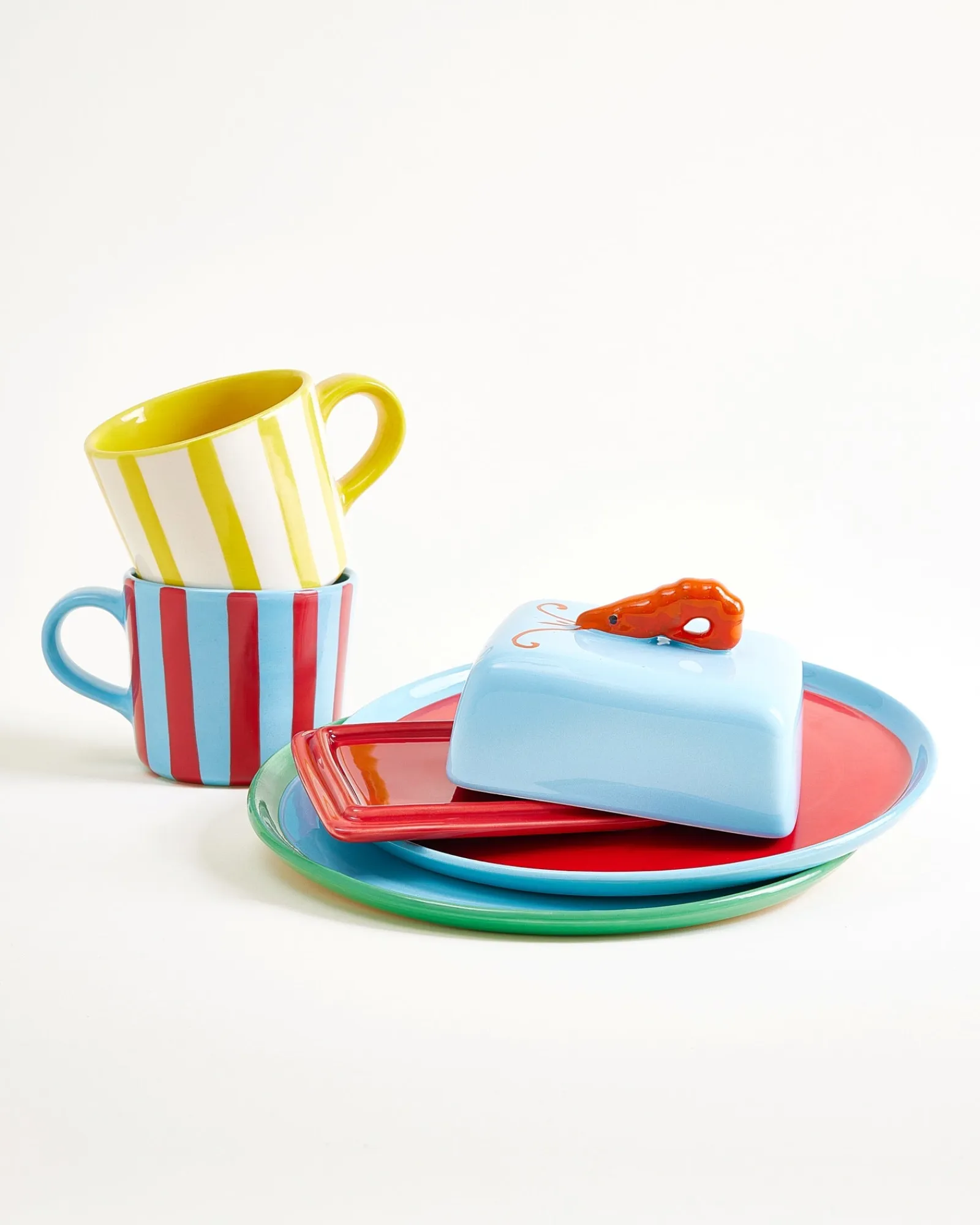 New MaM x Isis Maria Geschirr-Set Shrimp Stripe 5-teilig Mix & Match Sets %