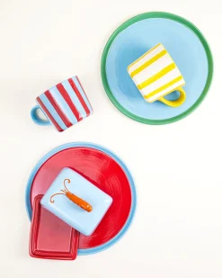 New MaM x Isis Maria Geschirr-Set Shrimp Stripe 5-teilig Mix & Match Sets %