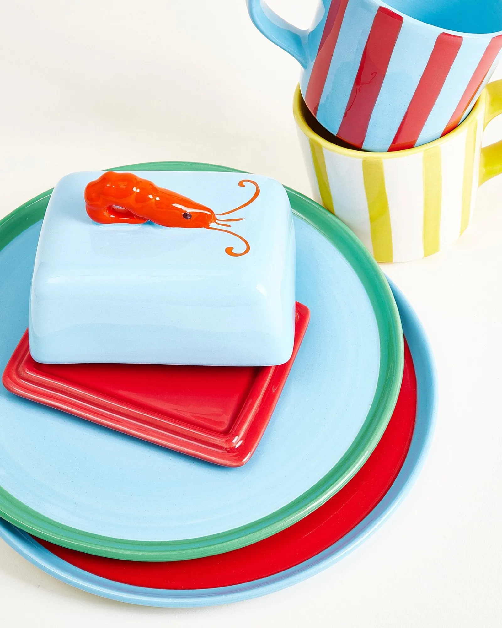 New MaM x Isis Maria Geschirr-Set Shrimp Stripe 5-teilig Mix & Match Sets %
