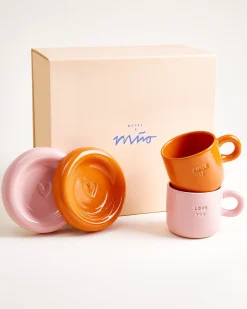 Sale Seia Geschenk-Set Love Smile rosa orange 3-teilig Tassen-Sets