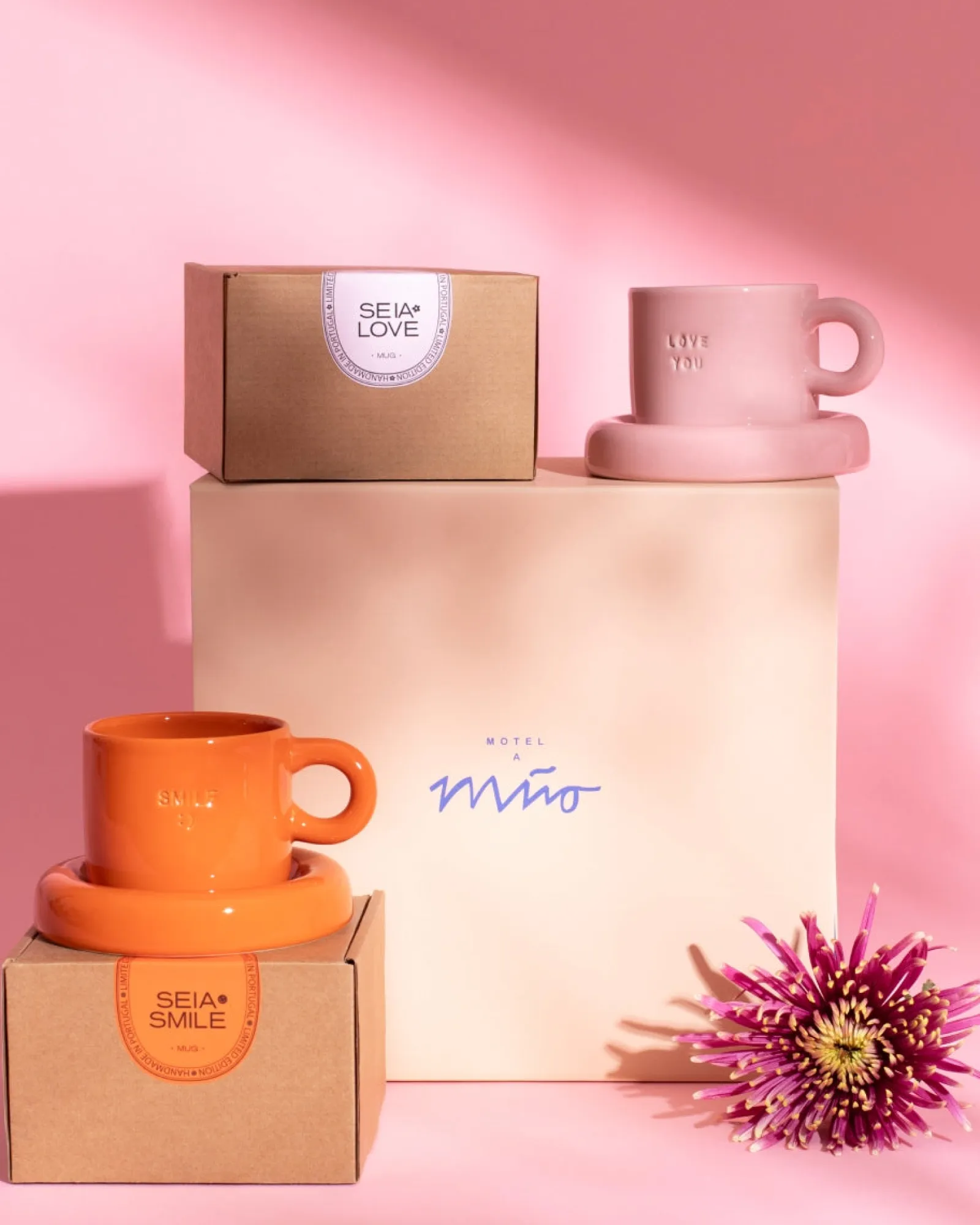 Sale Seia Geschenk-Set Love Smile rosa orange 3-teilig Tassen-Sets