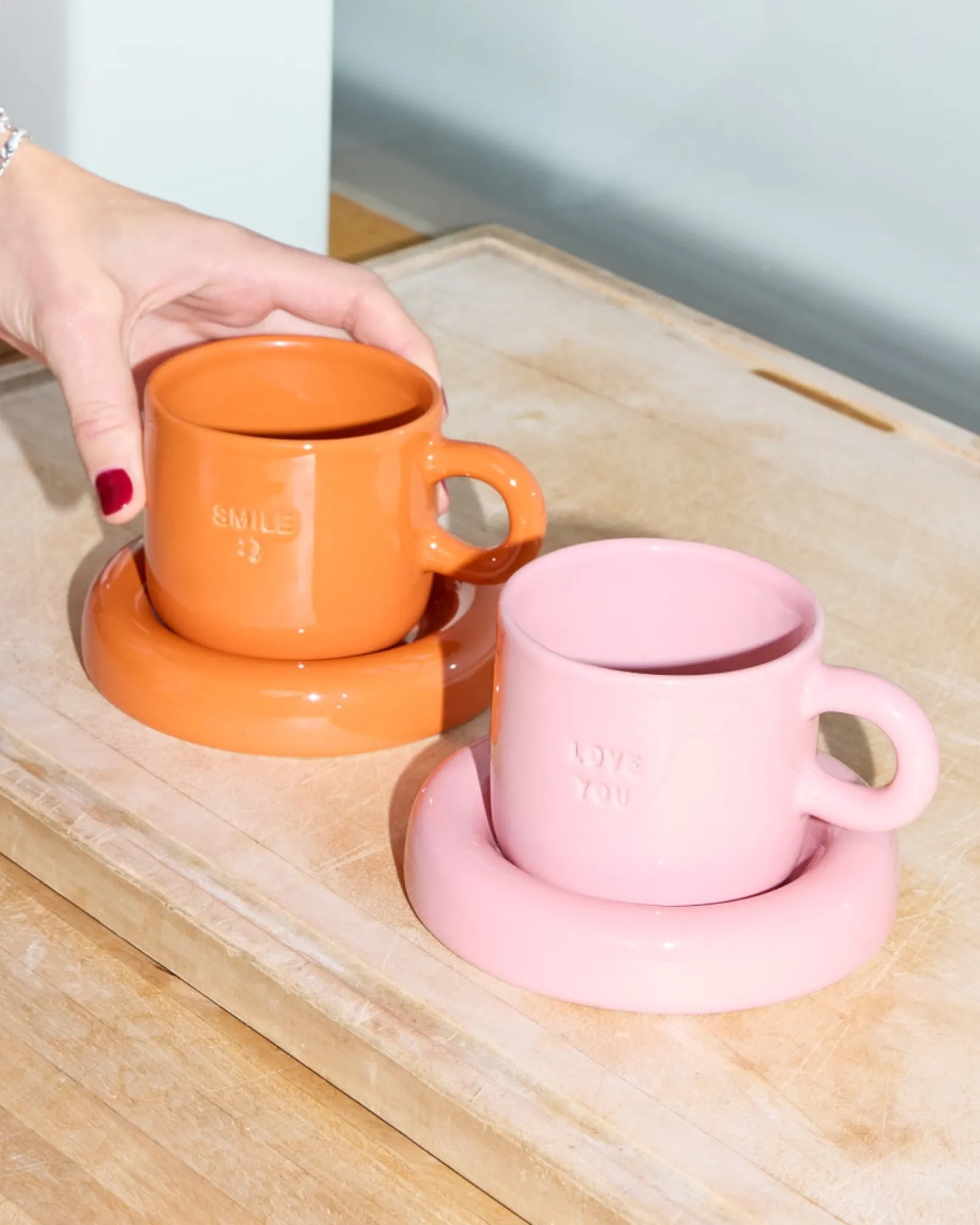 Sale Seia Geschenk-Set Love Smile rosa orange 3-teilig Tassen-Sets