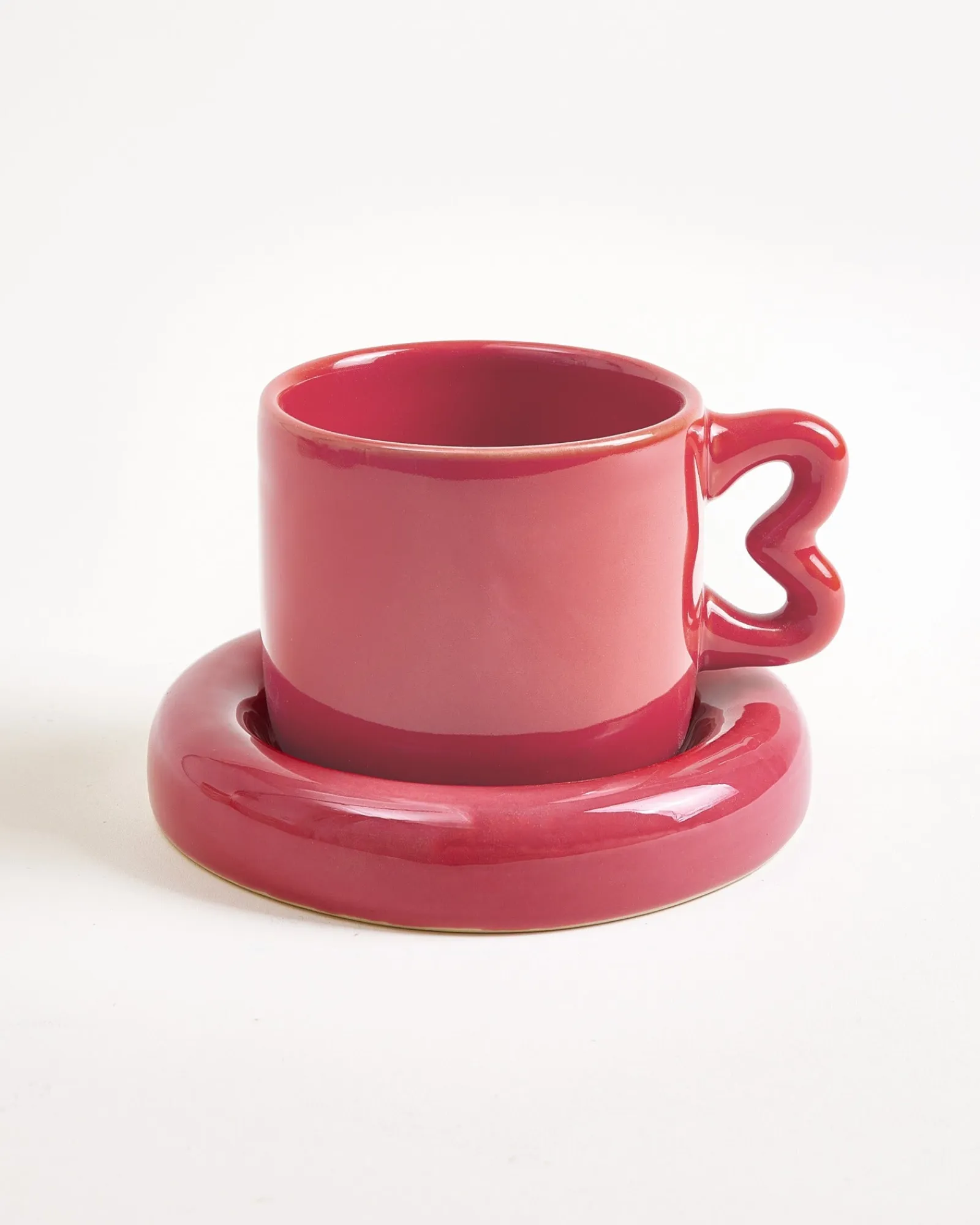 Hot Seia Mug & Saucer Heart Kleine Tassen|Cappuccinotassen