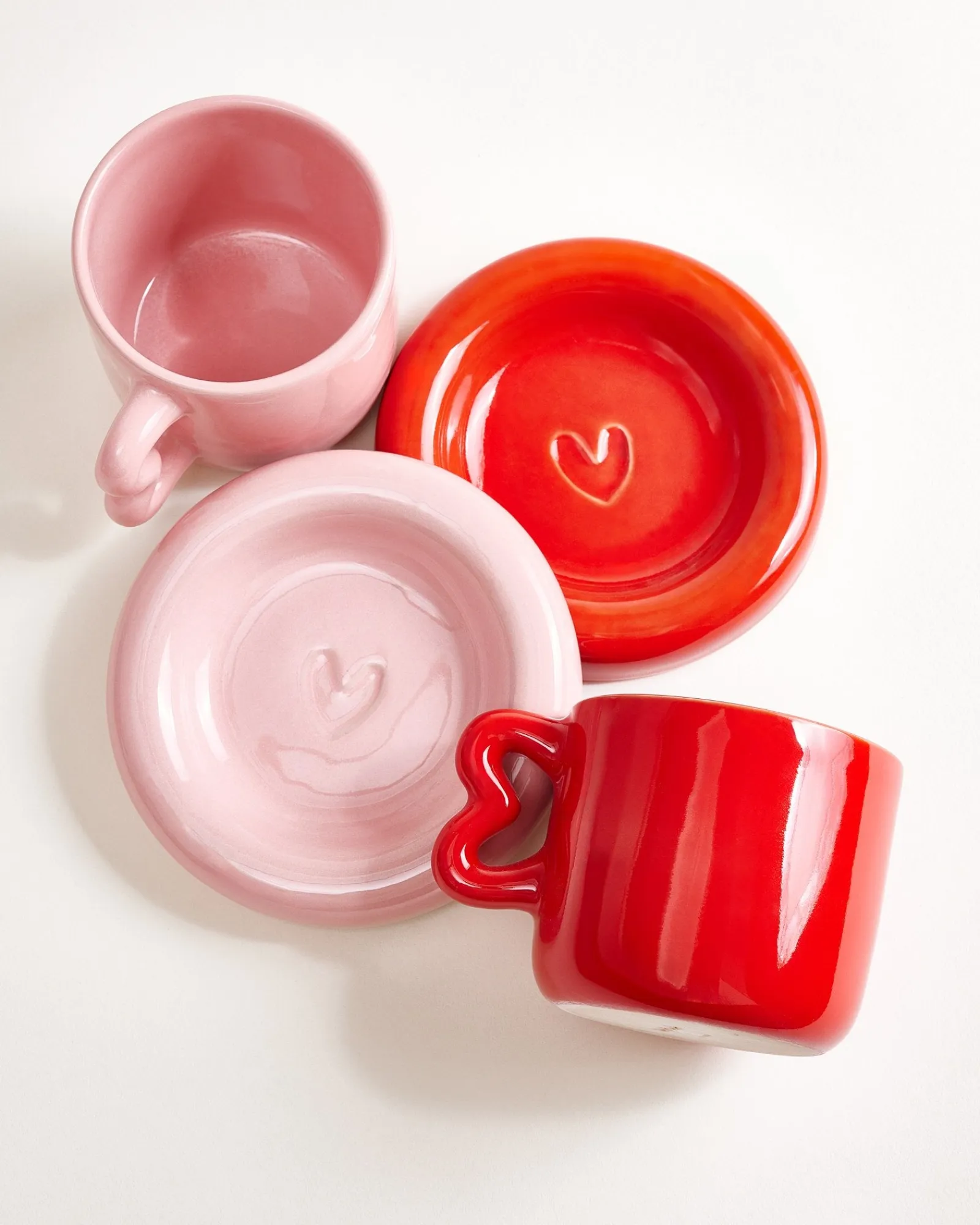Hot Seia Mug & Saucer Heart Kleine Tassen|Cappuccinotassen