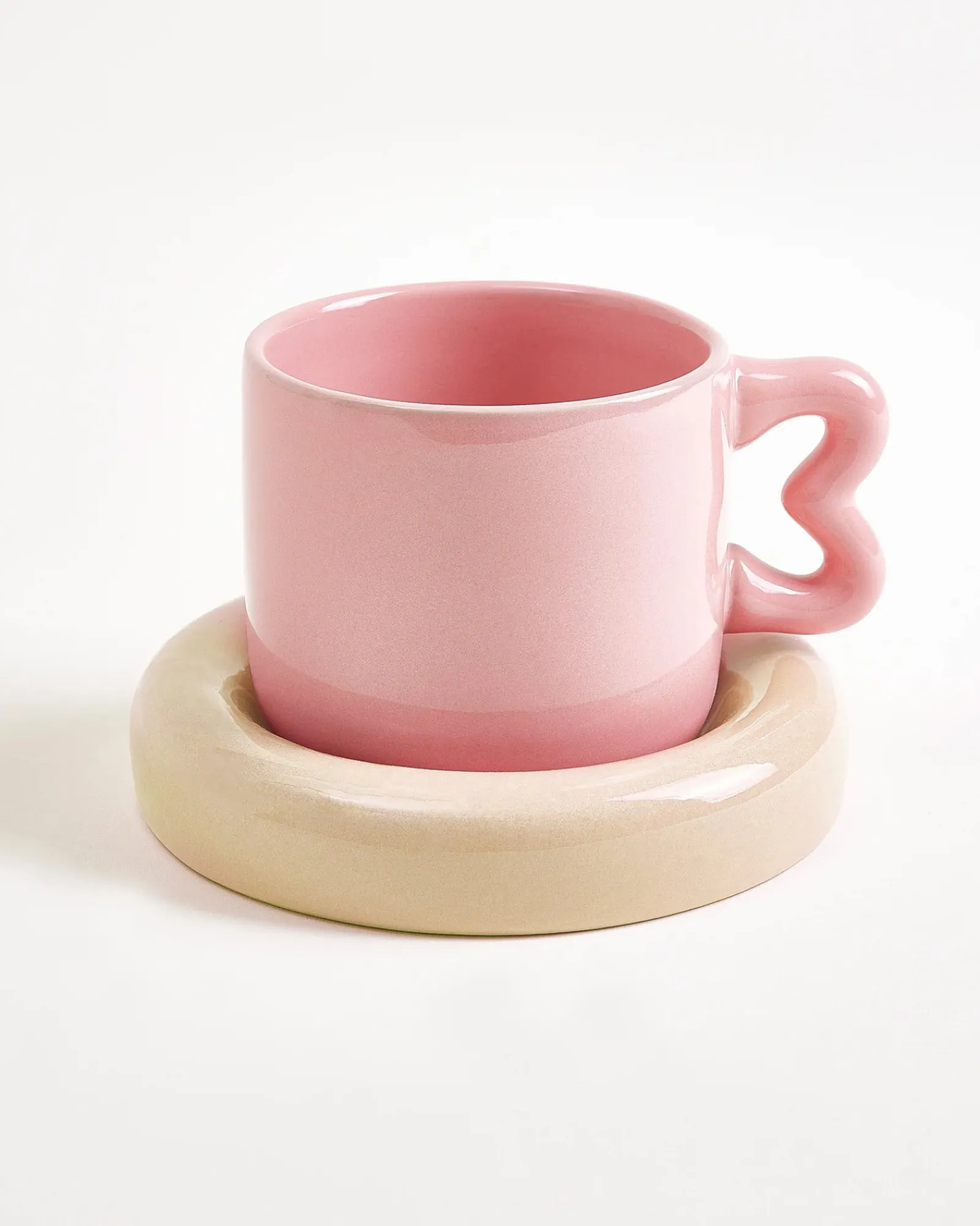 Hot Seia Mug & Saucer Heart Kleine Tassen|Cappuccinotassen