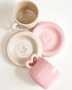 Hot Seia Mug & Saucer Heart Kleine Tassen|Cappuccinotassen