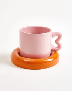 New Seia mug with heart & saucer Kleine Tassen