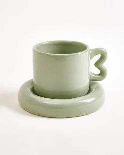 Online Seia mug with heart & saucer Kleine Tassen|Cappuccinotassen