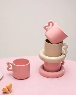 Outlet Seia mug with heart & saucer Kleine Tassen|Cappuccinotassen